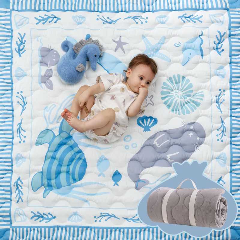 MOMCOZY GM017 BABY PLAY MAT FOR FLOOR BLUE OCEAN
