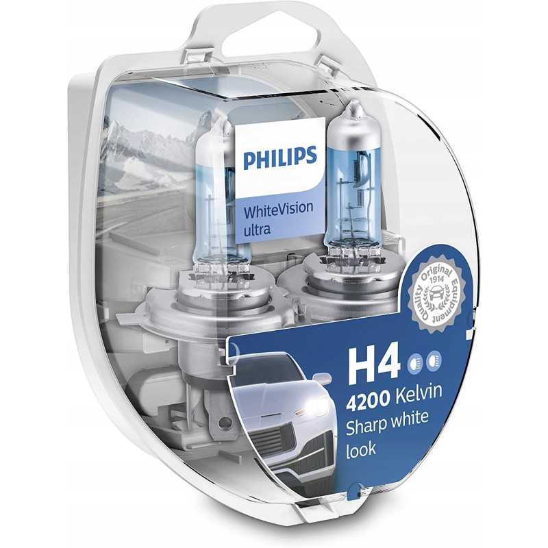Philips WhiteVision Ultra H4 2-pack | Żarówka halogenowa | 12 V, 60/55 W, 2 szt - Zdjęcie 3