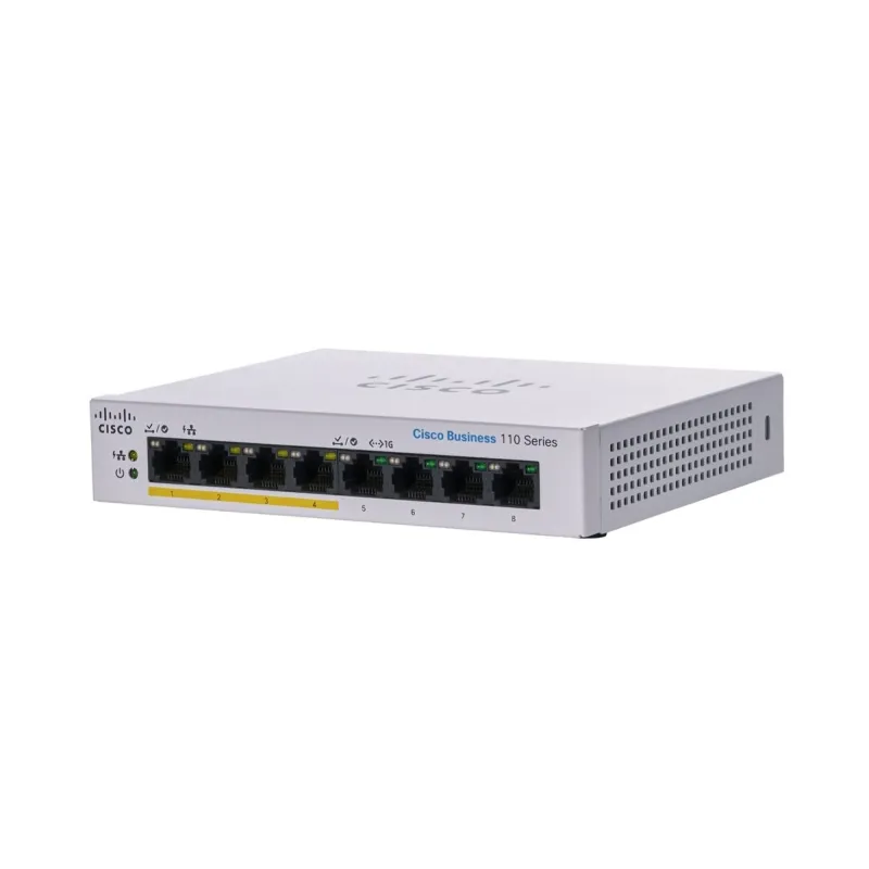 Cisco CBS110-8PP-D Switch 8x RJ45 1000Mb/s, 4x PoE, Desktop, Niezarządzalny, 32W