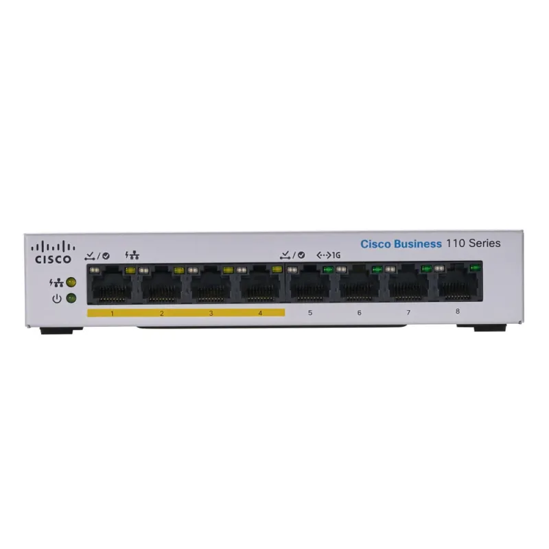 Cisco CBS110-8PP-D Switch 8x RJ45 1000Mb/s, 4x PoE, Desktop, Niezarządzalny, 32W