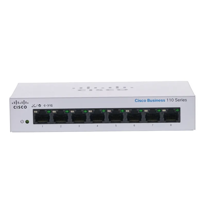 Cisco CBS110-8T-D Anahtar, 8x RJ45 1000Mb/s, Masaüstü, Yönetilmeyen