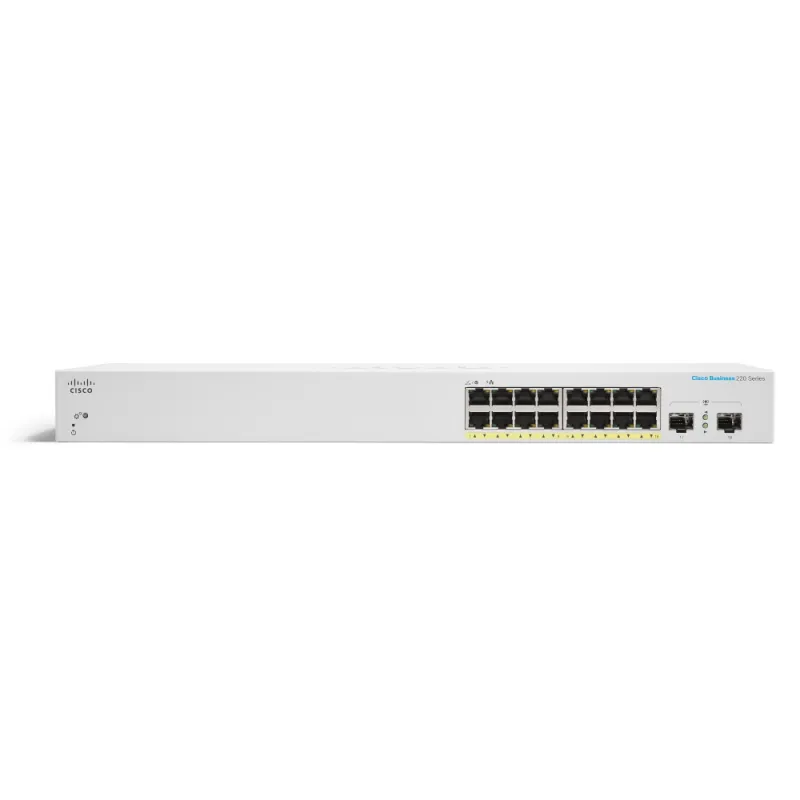 Cisco CBS220-16P-2G Switch 16x RJ45 1000Mb/s PoE, 2x SFP, Desktop, Rack, 130W