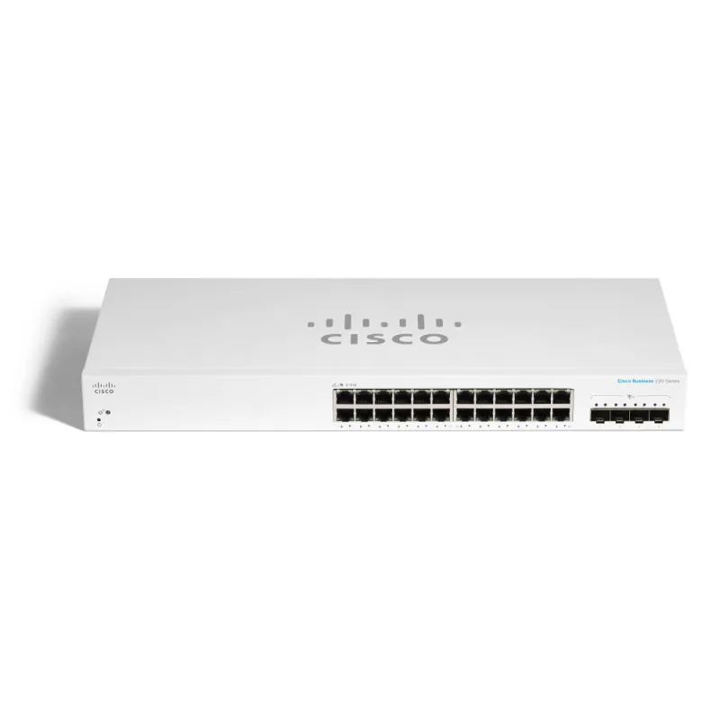 Cisco CBS220-24T-4G Anahtar, 24x RJ45 1000Mb/s, 4x SFP, Masa Üstü, Rack