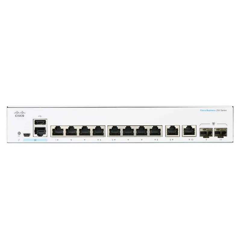 Cisco CBS250-8T-E-2G Anahtar, 8x RJ45 1000Mb/s PoE, 2x RJ45/SFP Combo