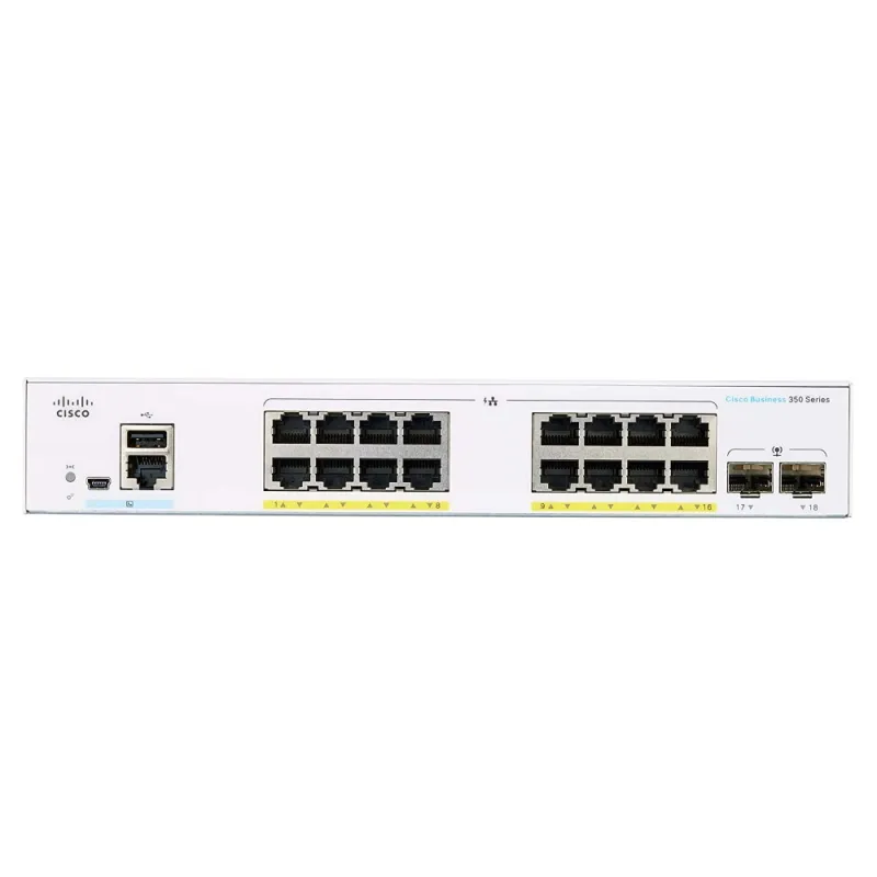 Cisco CBS350-16P-2G Anahtar, 16x RJ45 1000Mb/s PoE, 2x SFP, 120W