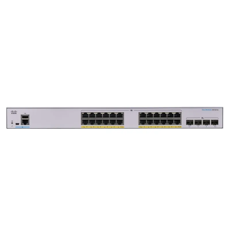 Cisco CBS350-24FP-4X Anahtar, 24x RJ45 1000Mb/s PoE, 4x SFP+, Rack Montaj, 370W