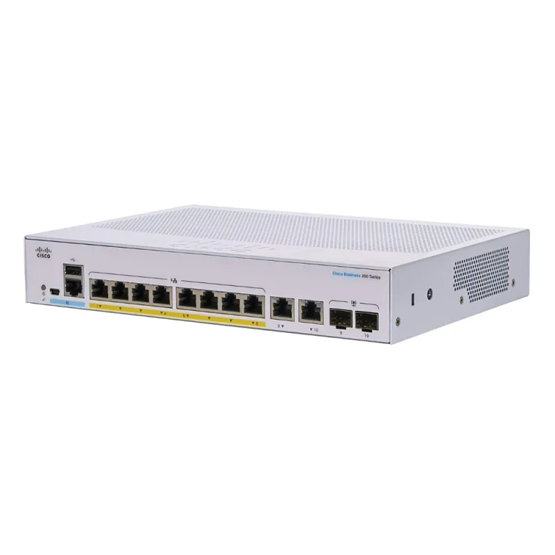 Cisco CBS350-8P-E-2G Switch, 8x RJ45 1000Mb/s PoE, 2x RJ45/SFP Combo, 67W