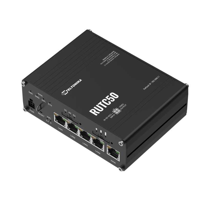 5G Router Teltonika RUTC50, Wi-Fi 6, 5x RJ45 1000Mb/s, Dual SIM, IP30 - Görsel 2