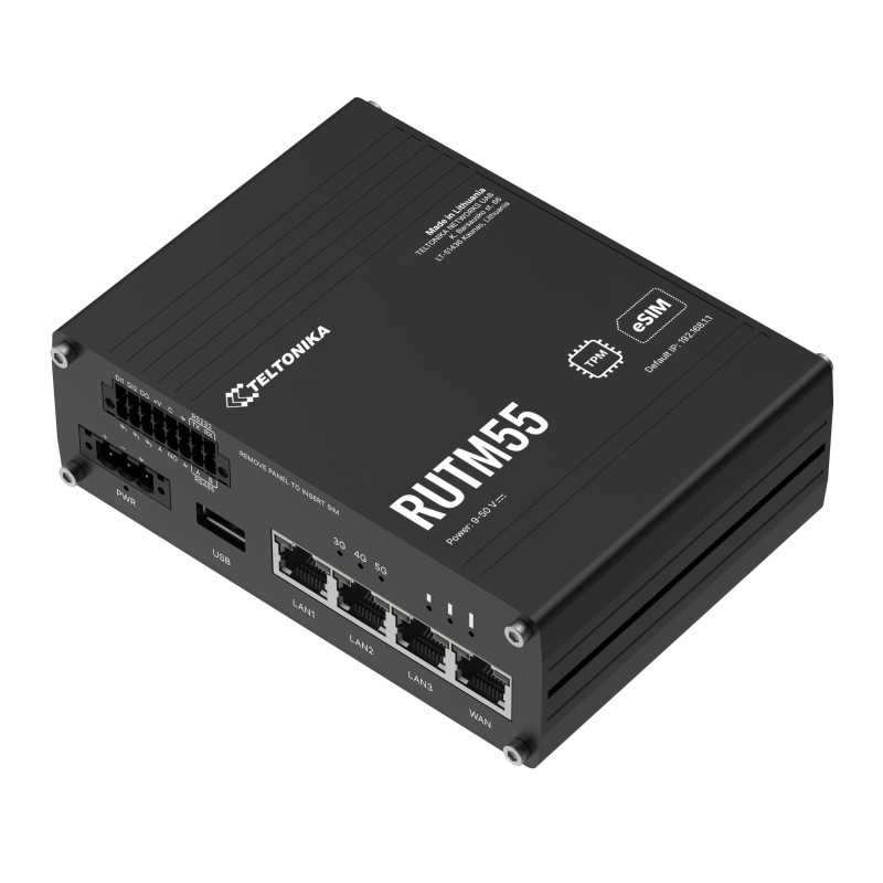 Teltonika RUTM55 | Przemysłowy router 5G | 3.4Gbps, LTE Cat 19, WiFi 5, 4x GbE RJ45, dual SIM/eSIM - Zdjęcie 2