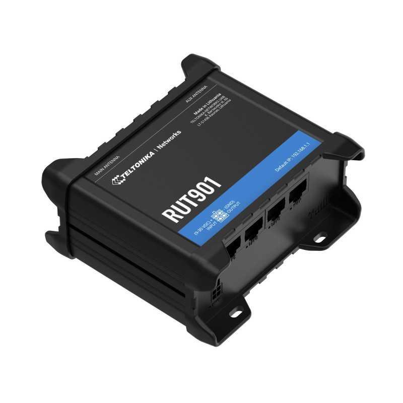 Profesyonel Endüstriyel 4G LTE Router Teltonika RUT901, Cat.4, WiFi, Çift SIM, 1x WAN, 3x LAN, DIN Ray Montajı - Görsel 2
