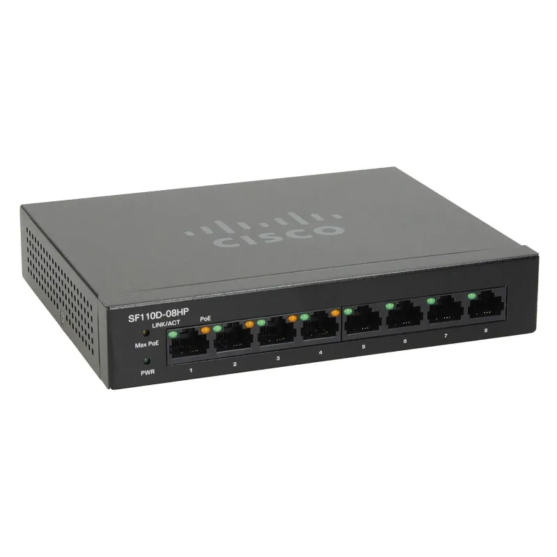 Cisco SF110D-08HP Switch 8x 100Mb/s, 4x PoE 802.3af, Desktop