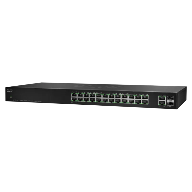 Cisco SF112-24 Anahtarı, 24x 100Mb/s, 2x SFP 1Gb/s Kombinasyonu, Rack Kabini