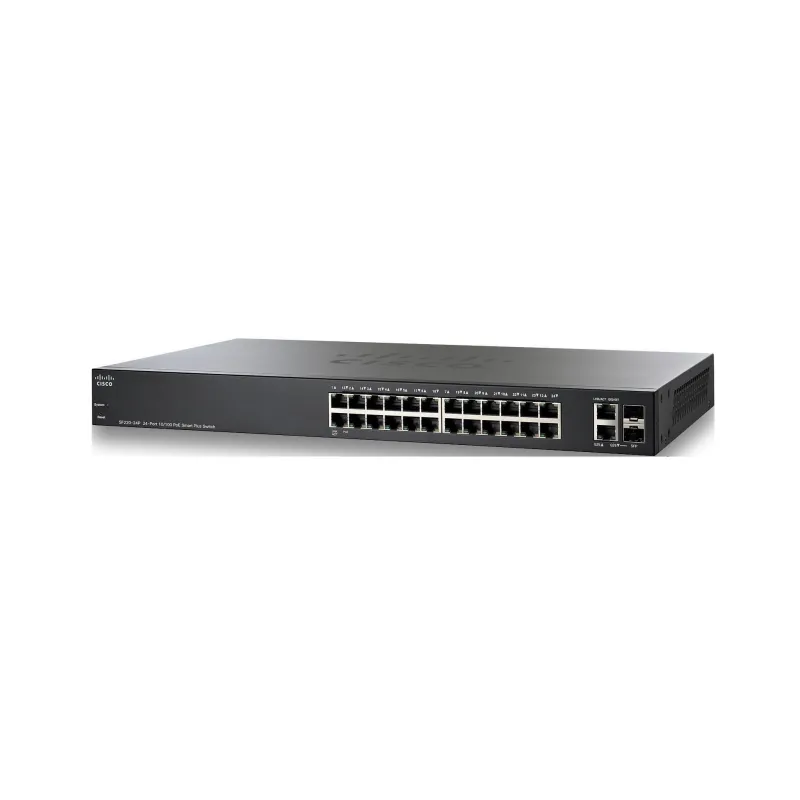 Cisco SF220-24P Switch 24x 100Mb/s, 2x SFP/RJ45 Combo, 24x PoE, 180 W, Zarządzalny, Obudowa Rack