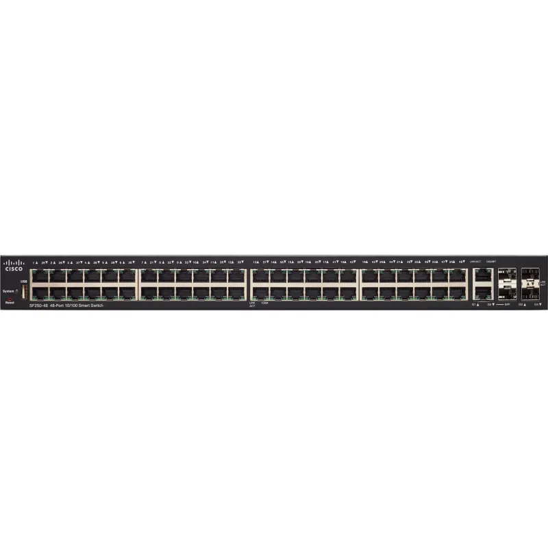 Cisco SF250-48 Switch 48x 100Mb/s, 2x 1Gb/s Combo(RJ45/SFP), gerenciado