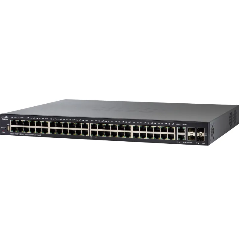 Cisco SF250-48HP Switch 48x 100Mb/s PoE/PoE+, 2x 1Gb/s Combo + 2x SFP, PoE 195W, Managed