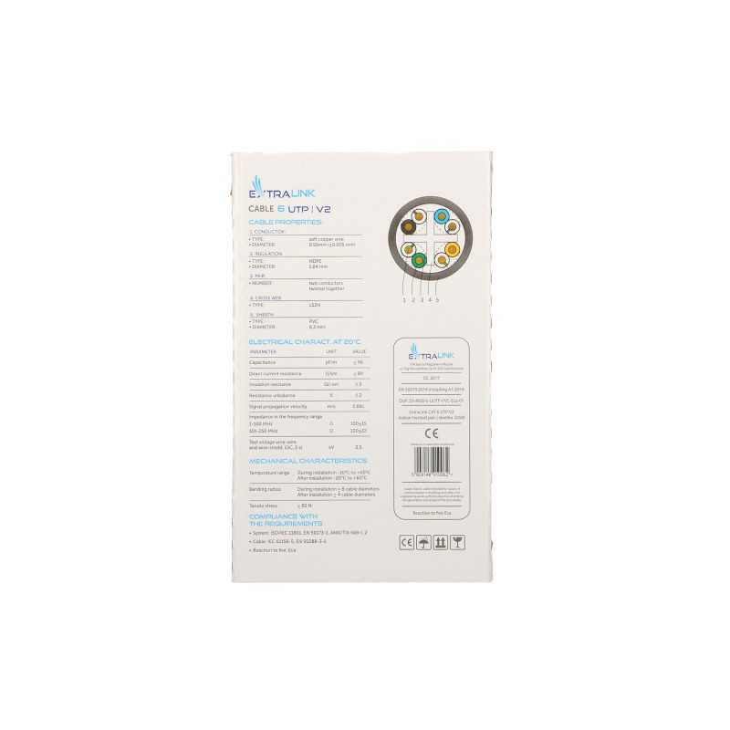 Extralink CAT6 UTP (U/UTP) V2 Interior | Par trenzado | 305M - Imagen 4