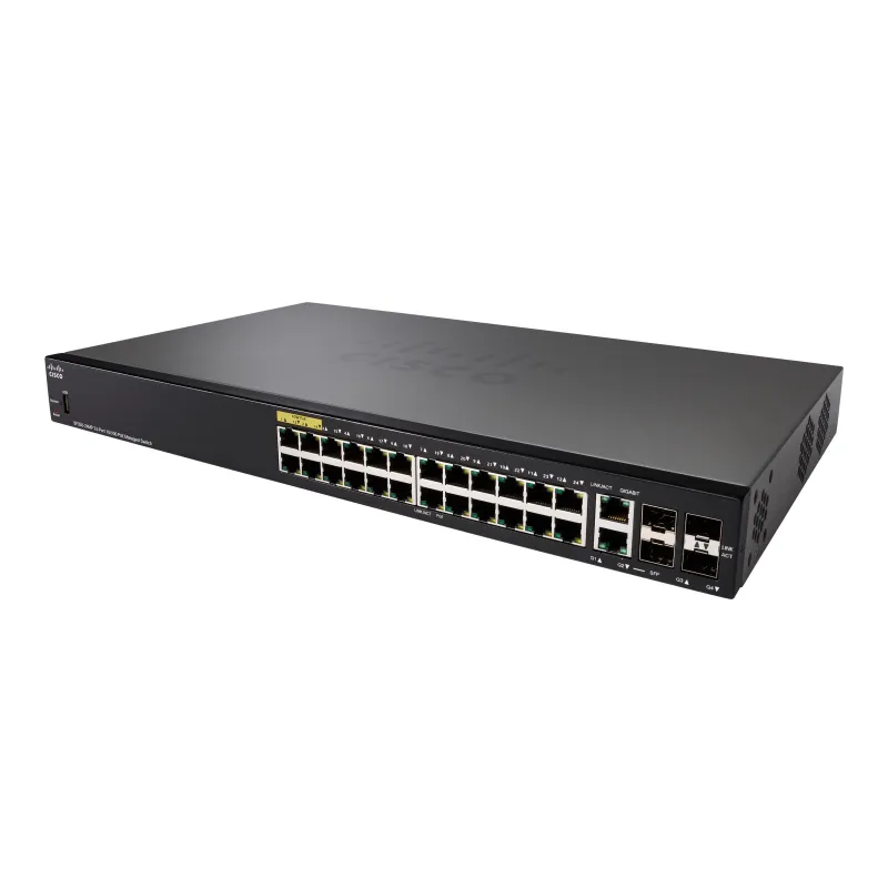 Cisco SF350-24MP Switch 24x 100Mb/s Max PoE, 375W, 2x Combo(RJ45/SFP) + 2x SFP, gerenciado