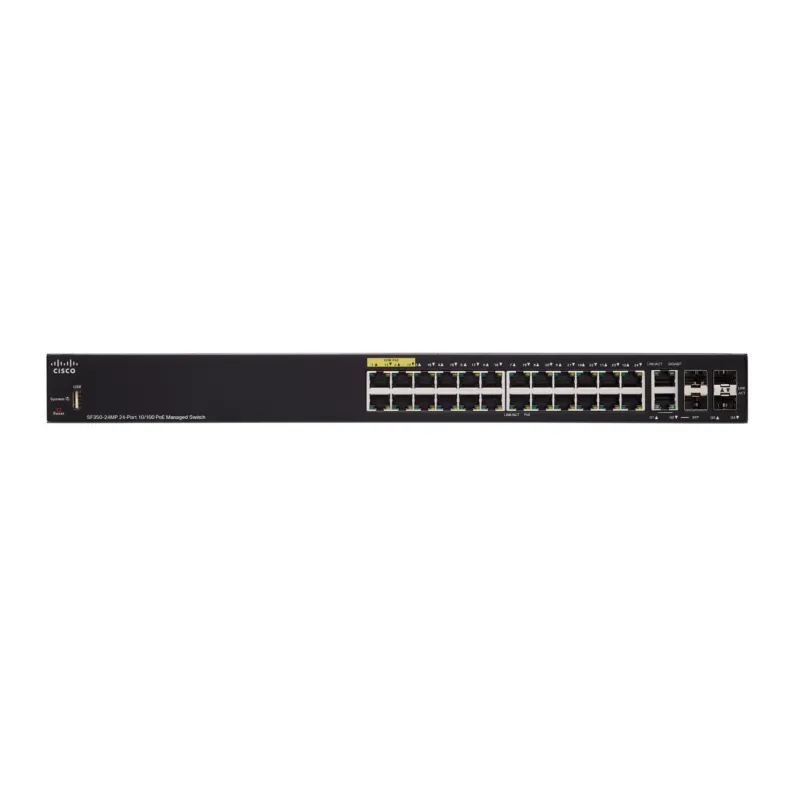 Cisco SF350-24MP Schalter 24x 100Mb/s Max PoE-Schalter, 375W, 2x Combo(RJ45/SFP) + 2x SFP, verwaltet
