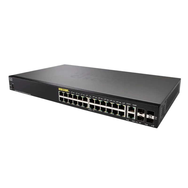 Cisco SF350-24P Switch 24x 100Mb/s PoE, 185W, 2x Combo(RJ45/SFP) + 2x SFP, administrado