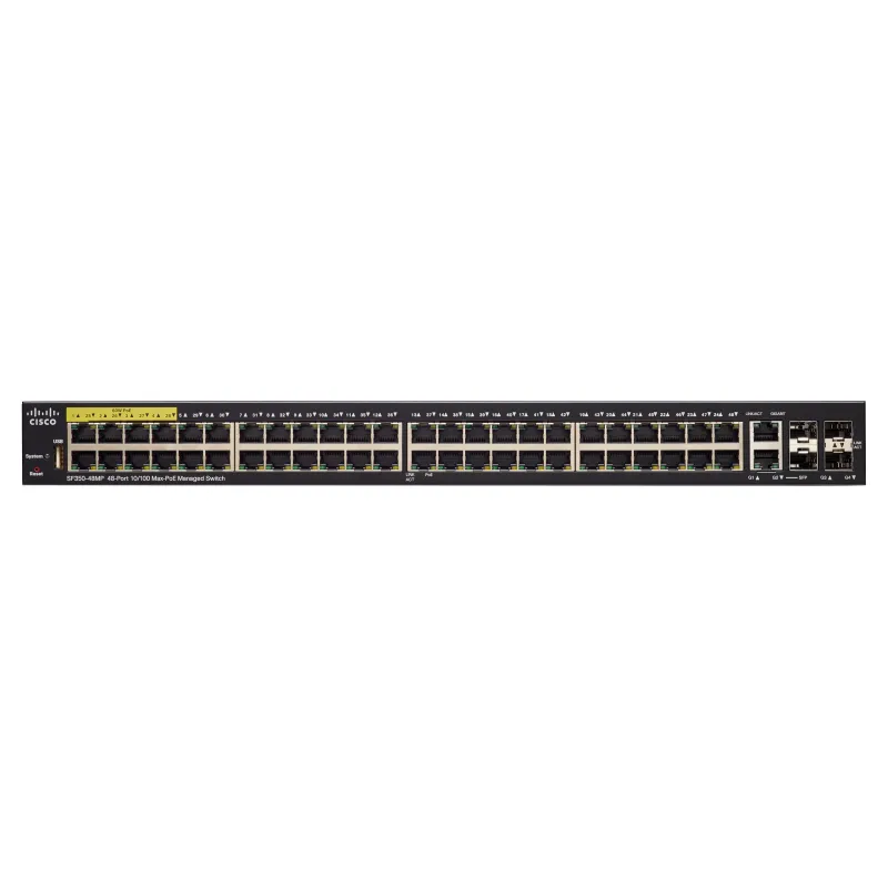 Cisco SF350-48MP Switch 48x 100Mb/s Max PoE, 740W, 2x Combo(RJ45/SFP) + 2x SFP, gerenciado
