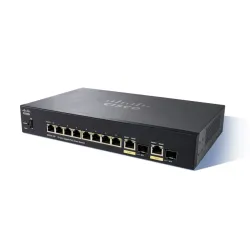 Cisco SG250-10P PoE Switch 8x 1000Mb/s PoE/PoE+, 2x 1Gb/s Combo, 62W, PoE In, Managed