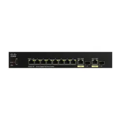 Cisco SG250-10P PoE Switch 8x 1000Mb/s PoE/PoE+, 2x 1Gb/s Combo, 62W, PoE In, Managed