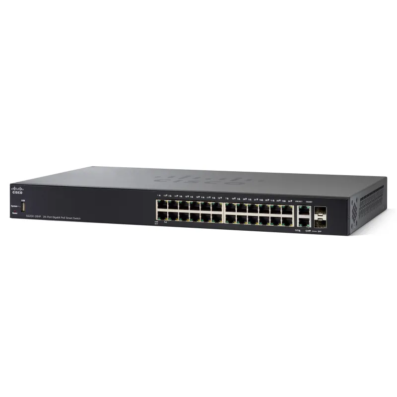 Cisco SG250-26HP PoE Switch 24x 1000Mb/s PoE/PoE+, 2x 1Gb/s Combo, PoE 100W, gerenciado
