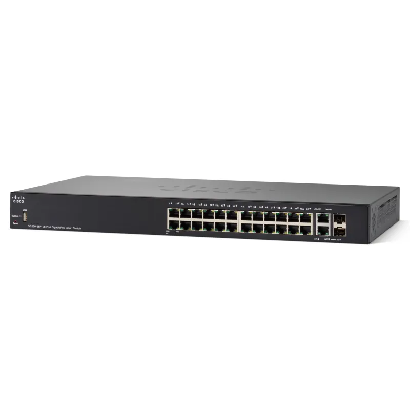 Cisco SG250-26P PoE Anahtarı, 24x 1000Mb/s PoE/PoE+, 2x 1Gb/s Combo, 195W PoE, Yönetilen