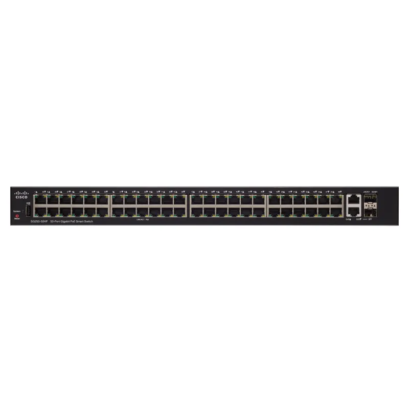 Cisco SG250-50HP PoE Anahtarı, 48x 1000Mb/s PoE/PoE+, 2x 1Gb/s Kombinasyon, 192W PoE, Yönetilebilir