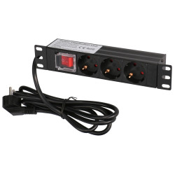 Extralink 10" 1U 3 Socket EU Type Power PDU | Listwa...