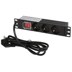 EXTRALINK 10" 1U 3 SOCKET EU TYPE POWER PDU WITH SWITCH...