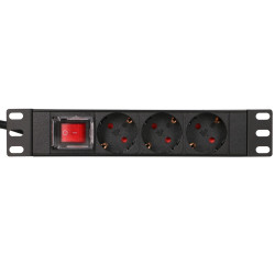 Extralink 10" 1U 3 Socket EU Type Power PDU | Listwa zasilająca | z przełącznikiem - Zdjęcie 2
