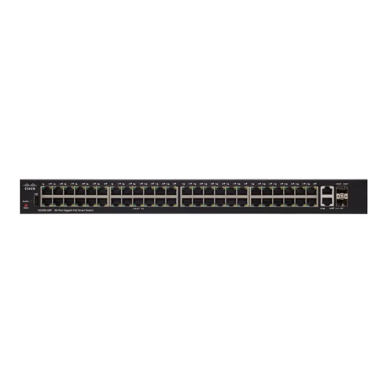 Cisco SG250-50P Switch PoE 48x 1000Mb/s PoE/PoE+, 2x 1Gb/s Combo, PoE 375W, gestionado