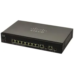 Cisco SG350-10 Anahtarı, 8x 1000Mb/s, 2x Combo (RJ45/SFP), Yönetilebilir