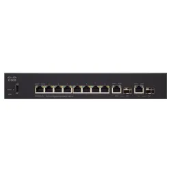 Cisco SG350-10 Anahtarı, 8x 1000Mb/s, 2x Combo (RJ45/SFP), Yönetilebilir