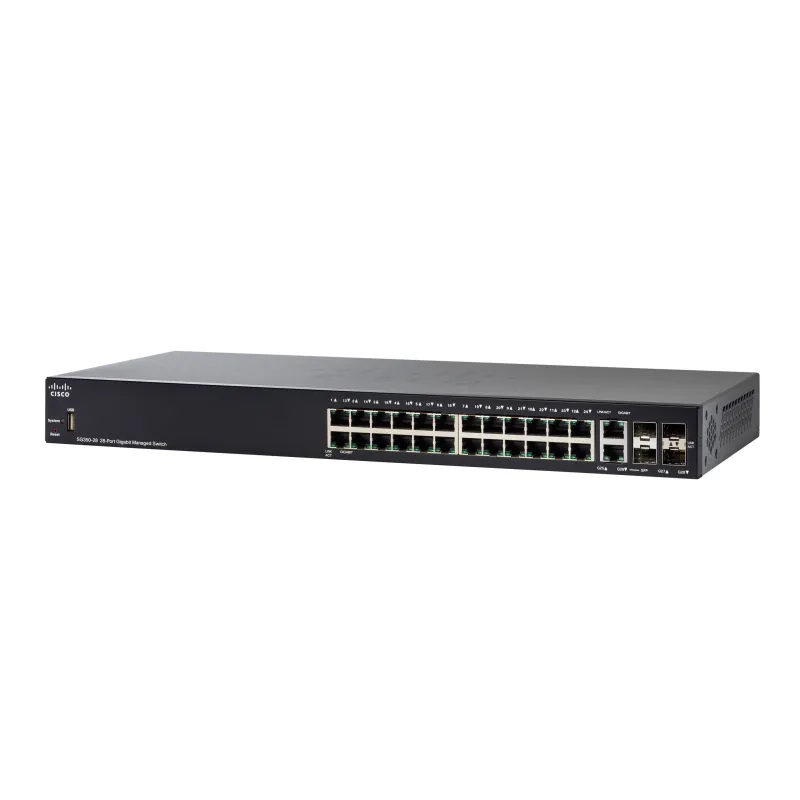 Cisco SG350-28 Anahtar, 24x 1000Mb/s, 2x Combo(RJ45/SFP) + 2x SFP, Yönetilebilir