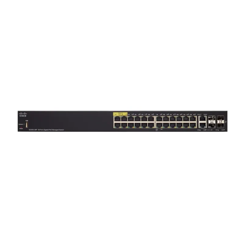 Cisco SG350-28P Switch PoE 24x 1000Mb/s PoE, 195W, 2x Combo(RJ45/SFP) + 2x SFP, Zarządzalny