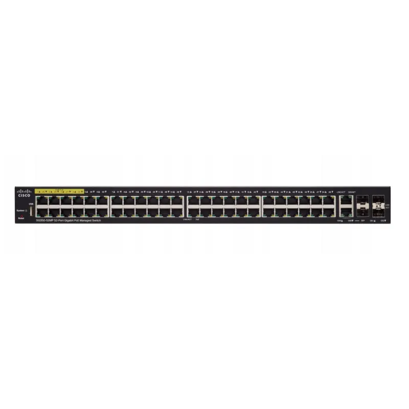 Cisco SG350-52MP Switch PoE 48x 1000Mb/s Max PoE, 740W, 2x Combo(RJ45/SFP) + 2x SFP, Zarządzalny