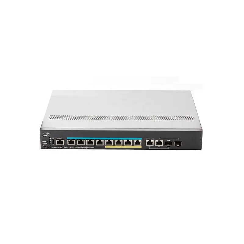 Cisco SG350X-8PMD-K9-EU Anahtar, 8x RJ45 2.5Gb/s, 4x PoE+, 2x RJ45/SFP+ Kombinasyonu, 240W