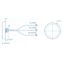 Teltonika 003R-00254 | Antena combinada | SISO LTE / GPS / WIFI, teto com 2 conectores SMA e 1x RP-SMA - Imagem 4