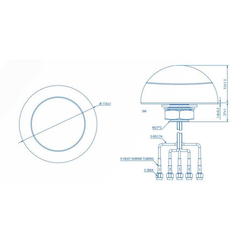 Antenna Combo Teltonika 003R-00253, MIMO LTE/GPS/WIFI, da Tetto - Immagine 4