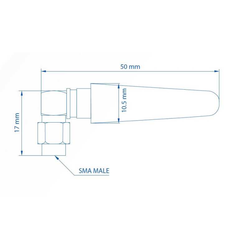 Teltonika 003R-00296 | Antena LTE | 5dBi, SMA-Male, angular - Imagen 2
