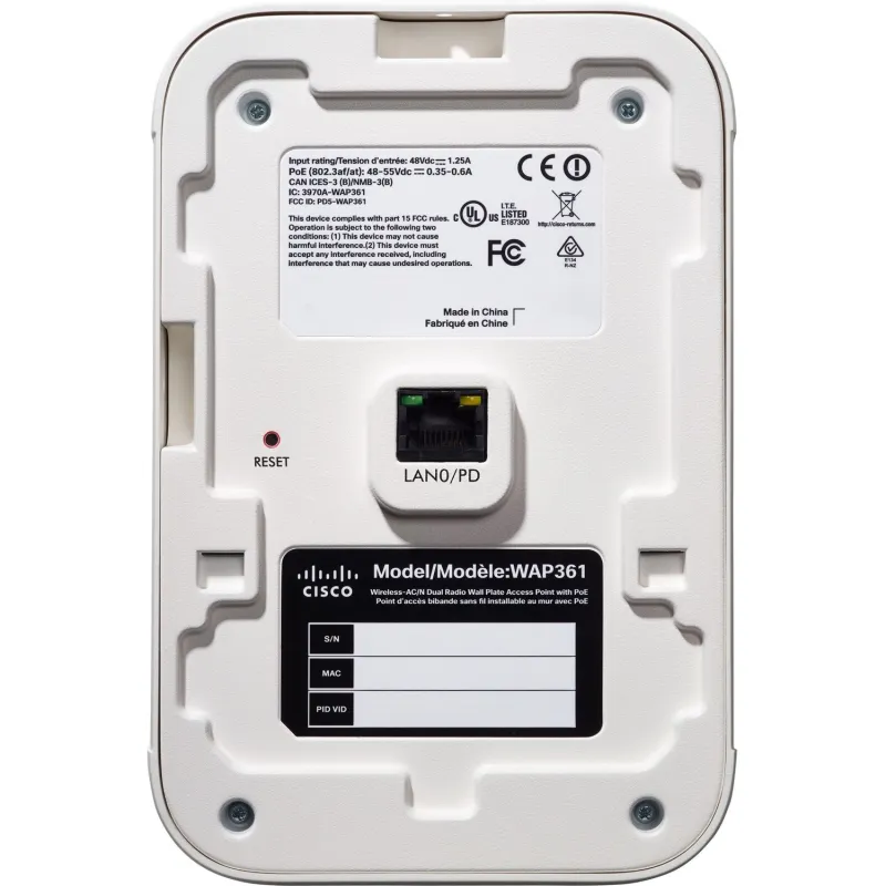 Cisco WAP361 Zugangspunkt Dual Band, AC1200 Wave 2, 2x2 MIMO, 5x RJ45 1Gb/s, PoE