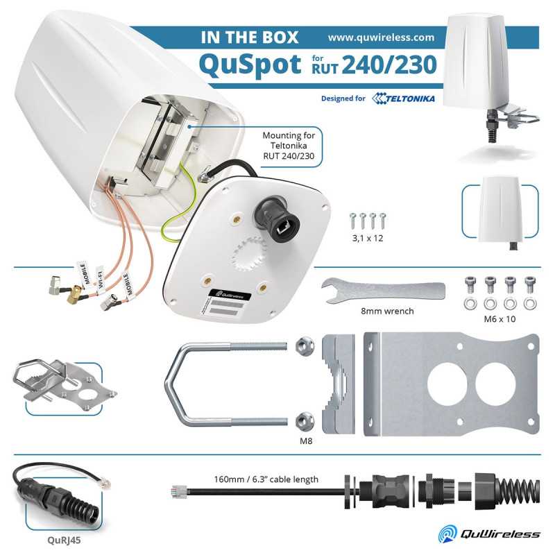 LTE + Wi-Fi Antenası QuWireless QuSpot A240S, Teltonika RUT241/RUT240/200/230 için - Görsel 4