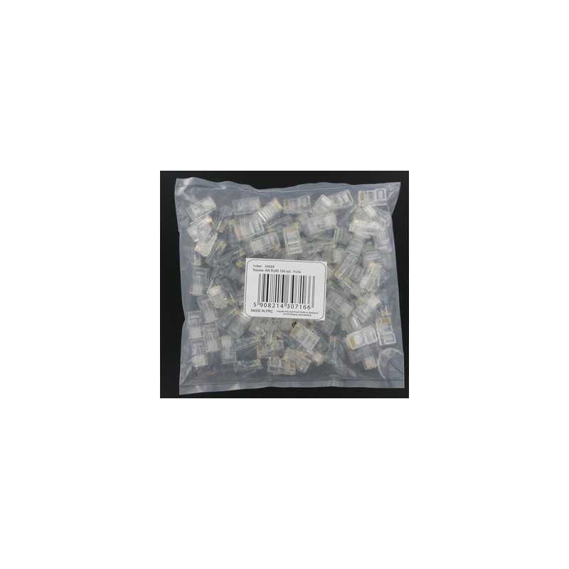 Conectores RJ45 4WORLD, UTP, Categoria 5E, Pacote com 100