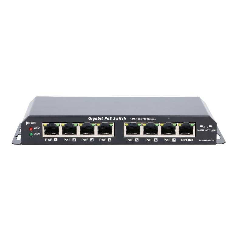 Extralink KRATOS | Switch PoE | 7x Gigabit PoE, 1x Uplink RJ45, Zasilacz 24V 2.5A, Moc 60W - Zdjęcie 2