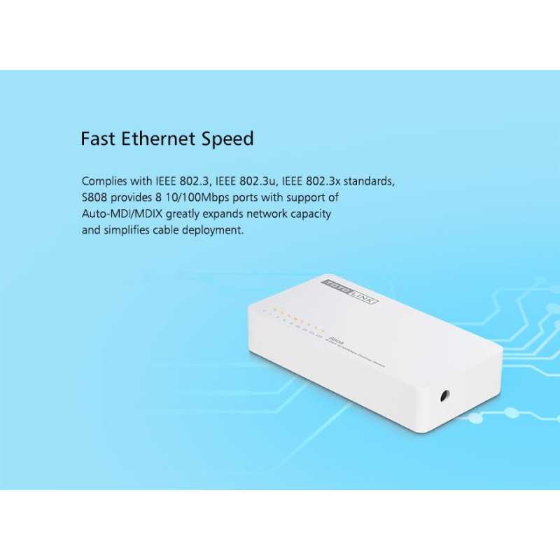 Коммутатор Totolink S808, 8x RJ45 100Mb/s, настольный корпус - Изображение 6