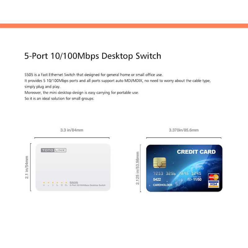 Totolink S505 | Switch | 5x RJ45 100Mb/s, obudowa Desktop - Zdjęcie 6