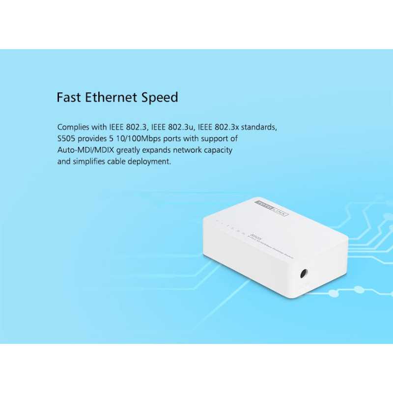 Totolink S505 Anahtarı, 5x RJ45 100Mb/s, Masaüstü Kasa - Görsel 7
