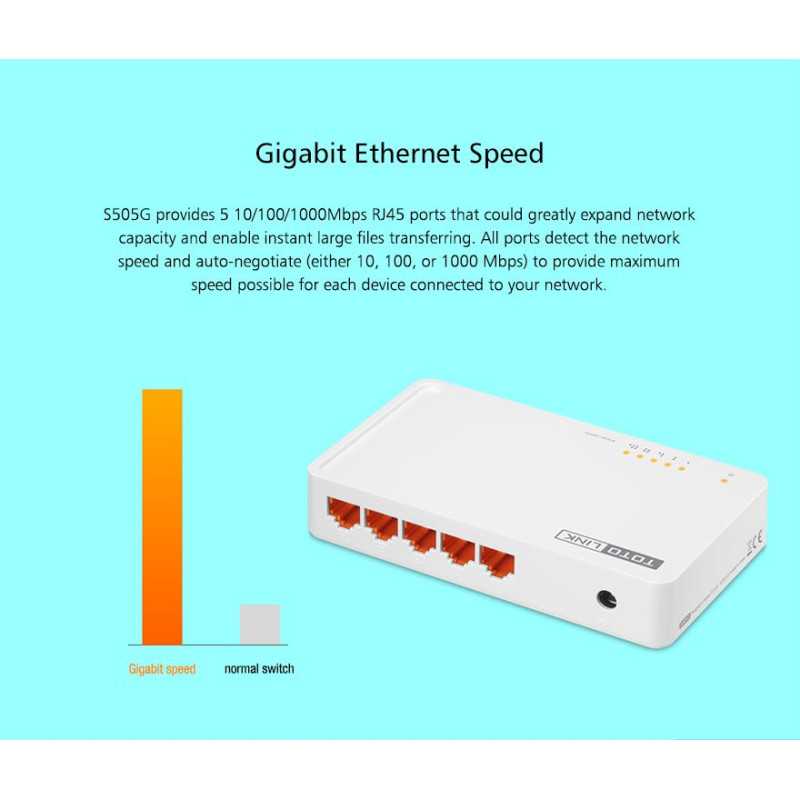 Totolink S505G | Switch | 5x RJ45 1000Mb/s Gigabit, Desktop - Imagem 7